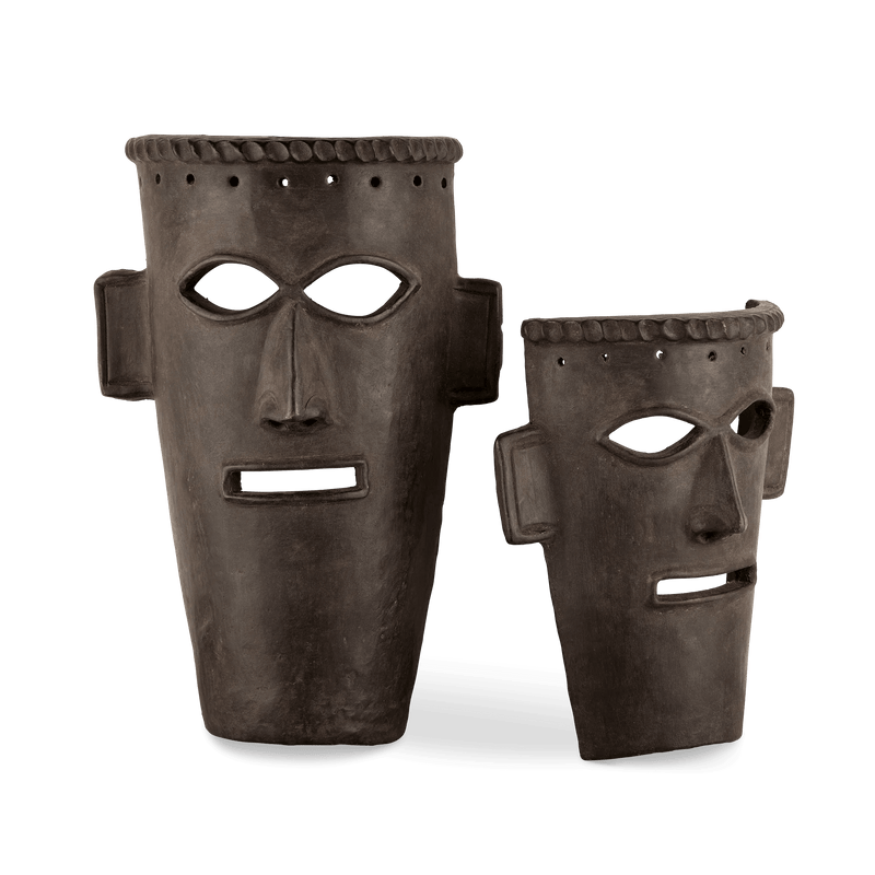 Etu Black Mask Set of 2 Statues & Sculptures LOOMLAN By Currey & Co