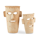 Etu Washed Mask Set of 2 Statues & Sculptures LOOMLAN By Currey & Co