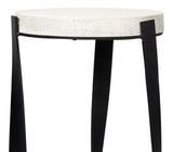 Evan Mango Wood and Metal Base Off-White Round End Table Side Tables LOOMLAN By Sarreid