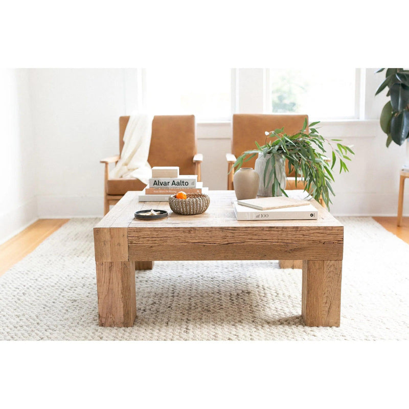 Evander Oak Rusti Reclaimed Wood Coffee Table Square Coffee Tables LOOMLAN By Moe's Home