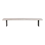 Evans Solid Acacia Wood and Iron Off-White Dining Bench Dining Benches LOOMLAN By Moe's Home