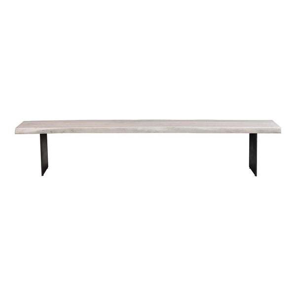 Evans Solid Acacia Wood and Iron Off-White Dining Bench Dining Benches LOOMLAN By Moe's Home