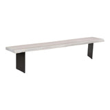 Evans Solid Acacia Wood and Iron Off-White Dining Bench Dining Benches LOOMLAN By Moe's Home