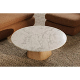 Evelyn Grey Marble and Wood Round Coffee Table Coffee Tables LOOMLAN By Moe's Home