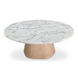 Evelyn Grey Marble and Wood Round Coffee Table Coffee Tables LOOMLAN By Moe's Home