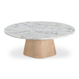 Evelyn Grey Marble and Wood Round Coffee Table Coffee Tables LOOMLAN By Moe's Home