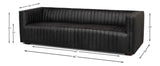 Everett Sofa Modern Channel Tufted Black Leather Couch Sofas & Loveseats LOOMLAN By Sarreid