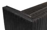 Everett Sofa Modern Channel Tufted Black Leather Couch Sofas & Loveseats LOOMLAN By Sarreid