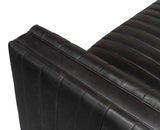 Everett Sofa Modern Channel Tufted Black Leather Couch Sofas & Loveseats LOOMLAN By Sarreid