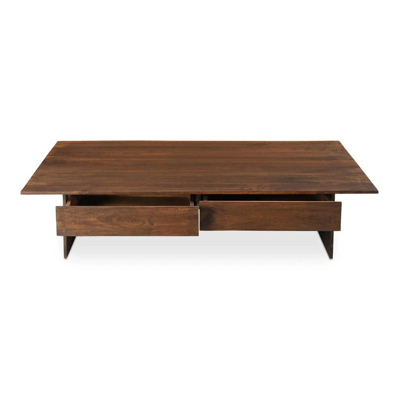 Everett Wood Dark Brown Rectangular Coffee Table Coffee Tables LOOMLAN By Moe's Home