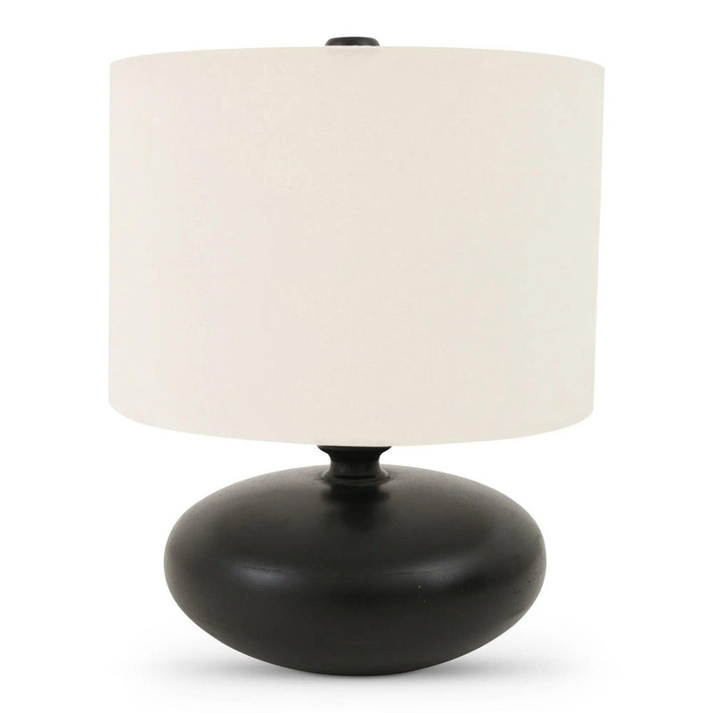 Evie Mango Wood and Textured Cotton Black Table Lamp Table Lamps LOOMLAN By Moe's Home