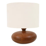 Evie Mango Wood and Textured Cotton Brown Table Lamp Table Lamps LOOMLAN By Moe's Home