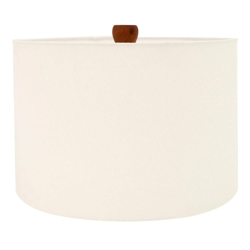 Evie Mango Wood and Textured Cotton Brown Table Lamp Table Lamps LOOMLAN By Moe's Home