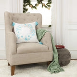 Evie White Aqua Throw Pillow With Down Insert Throw Pillows LOOMLAN By LOOMLAN