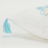 Evie White Aqua Throw Pillow With Down Insert Throw Pillows LOOMLAN By LOOMLAN