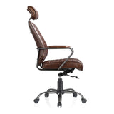 Executive Adjustable Office Chair Dark Brown Leather Office Chairs LOOMLAN By Moe's Home