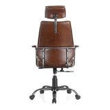 Executive Adjustable Office Chair Dark Brown Leather Office Chairs LOOMLAN By Moe's Home