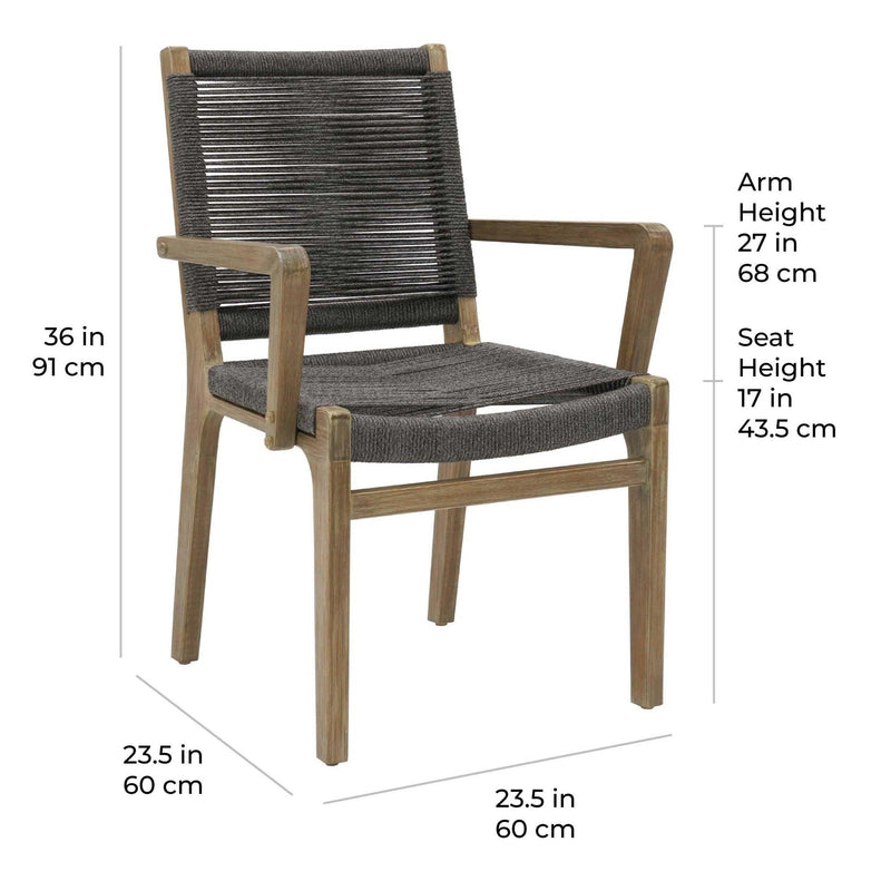 Explorer Oceans Dining Armchair Set of Two - Mixed Grey Outdoor Dining Chairs Outdoor Dining Chairs LOOMLAN By Seasonal Living