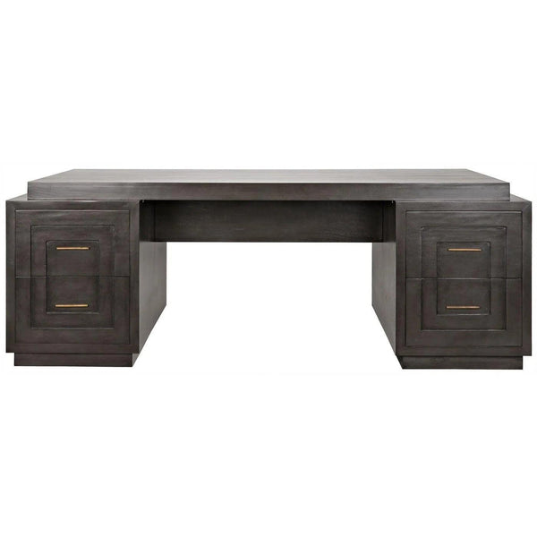 Extra Large Mentor Desk, Mahogany Wood Unique Desk With Drawers Home Office Desks LOOMLAN By Noir