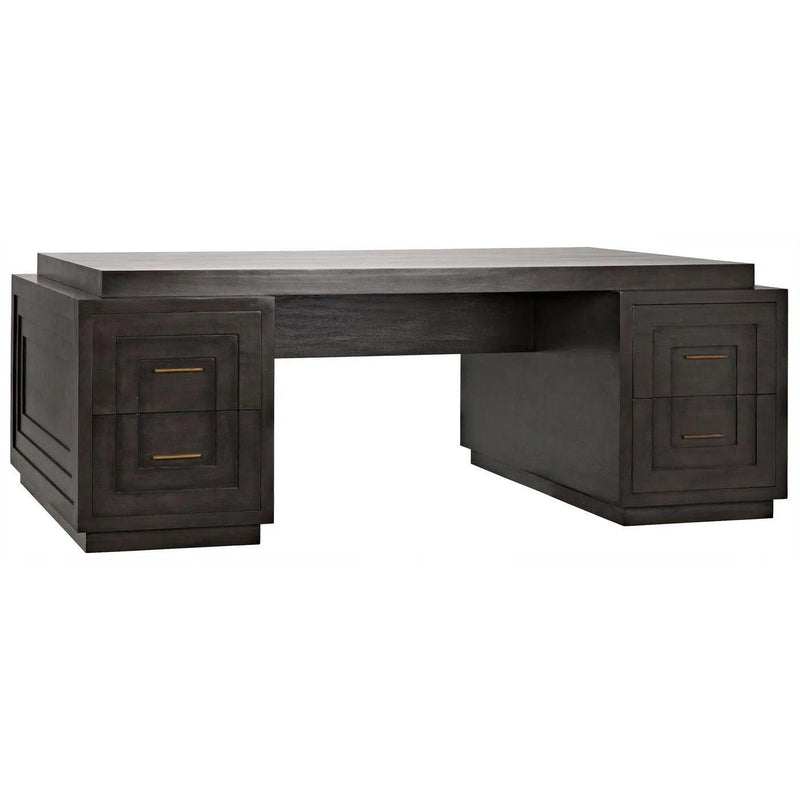 Extra Large Mentor Desk, Mahogany Wood Unique Desk With Drawers Home Office Desks LOOMLAN By Noir