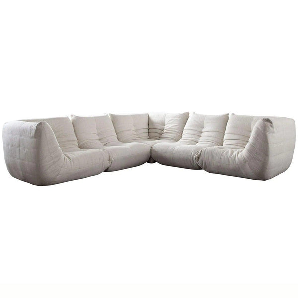 Ezra 5PC Corner Sectional in Cream Fabric Modular Sofas LOOMLAN By Diamond Sofa