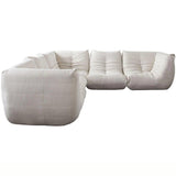 Ezra 5PC Corner Sectional in Cream Fabric Modular Sofas LOOMLAN By Diamond Sofa