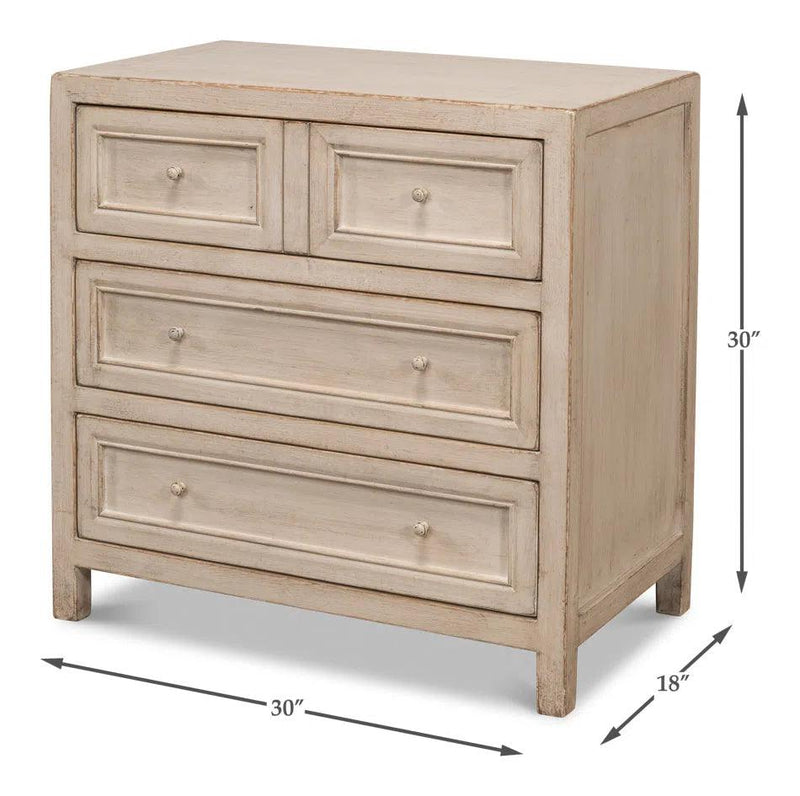 Ezra Three Drawer Commode Stone Grey Dressers LOOMLAN By Sarreid