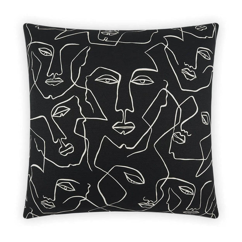 Face Up Black Throw Pillow With Insert Throw Pillows LOOMLAN By D.V. Kap