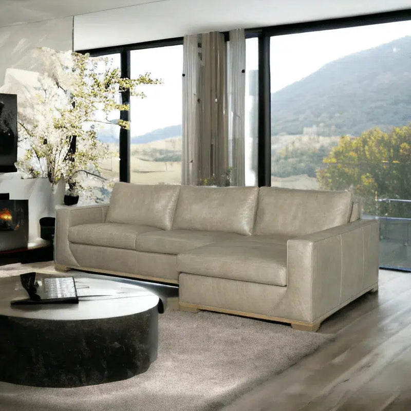 Fairview Custom Leather Sectional Sofa L-Shaped Left or Right Facing Chaise Sectionals LOOMLAN By Uptown Sebastian