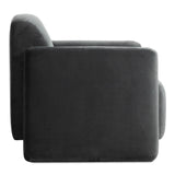 Fallon Polyester and Solid Pine Dark Grey Accent Arm Chair Club Chairs LOOMLAN By Moe's Home