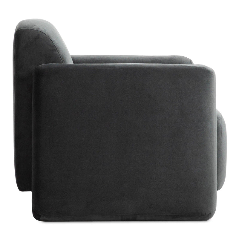 Fallon Polyester and Solid Pine Dark Grey Accent Arm Chair Club Chairs LOOMLAN By Moe's Home