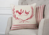 Farm Rooster Red Throw Pillow With Down Insert Throw Pillows LOOMLAN By LOOMLAN