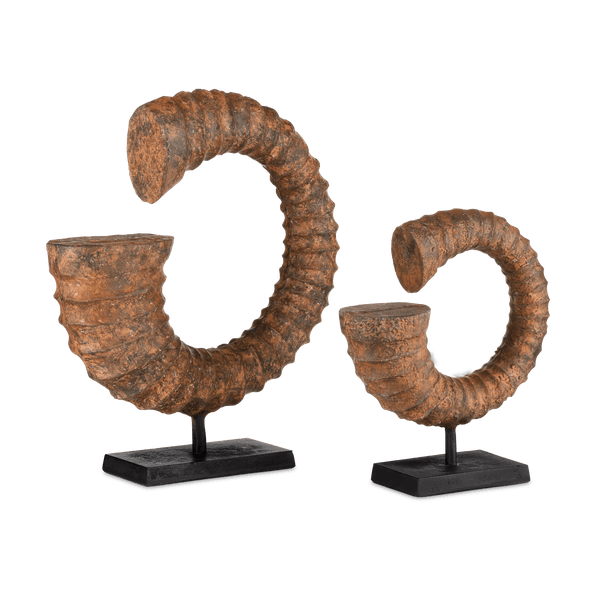 Faux Horn Set of 2 Statues & Sculptures LOOMLAN By Currey & Co