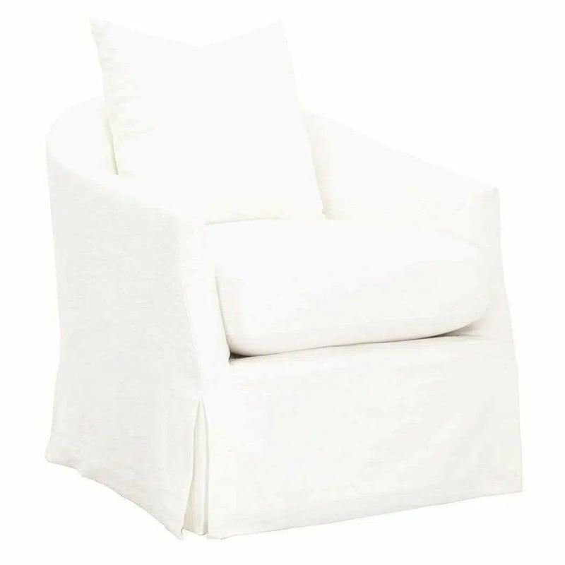 Faye Slipcover Swivel Club Chair Cream Crepe Club Chairs LOOMLAN By Essentials For Living