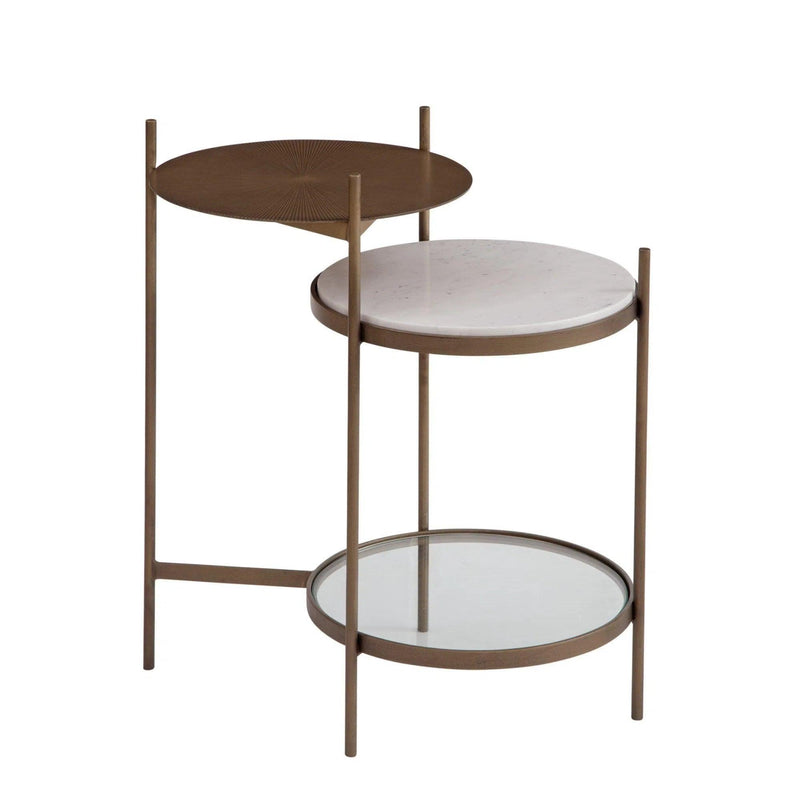 Felicity Iron and Marble Gold Round Accent Table Side Tables LOOMLAN By Bassett Mirror