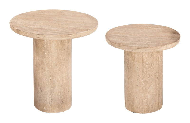 Fenith Accent Table Set (2-Piece) Natural Side Tables LOOMLAN By Zuo Modern