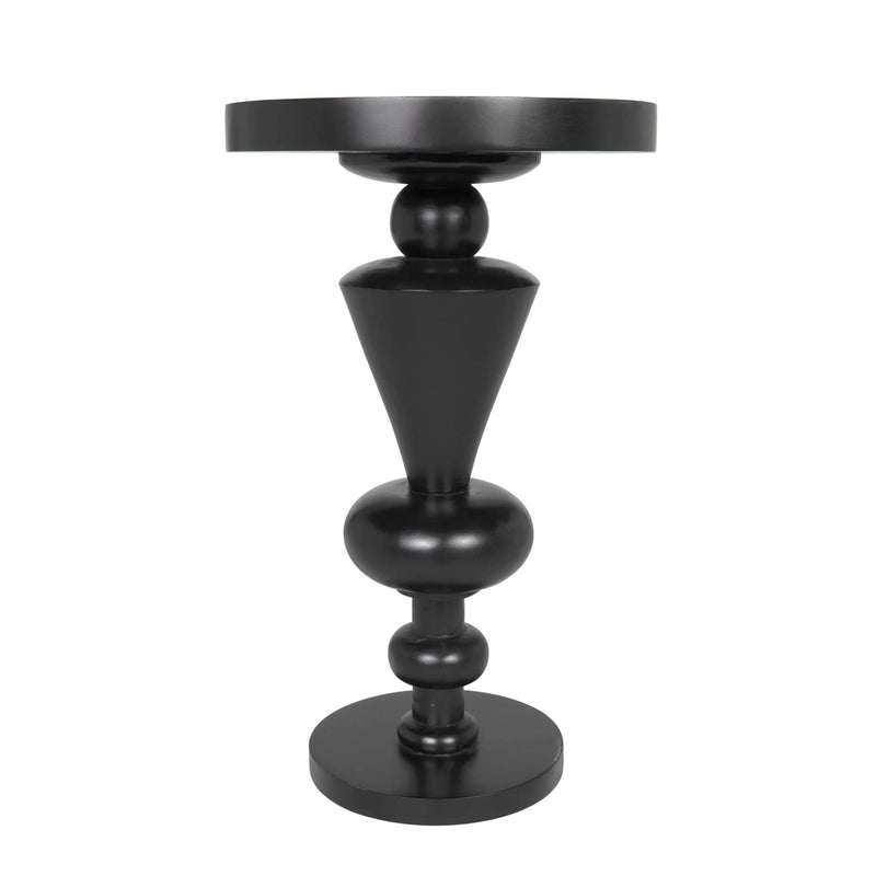 Fenring Wood Black Round Side Table Side Tables LOOMLAN By Noir