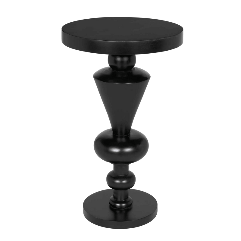 Fenring Wood Black Round Side Table Side Tables LOOMLAN By Noir