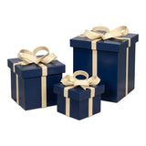 Ferrell Leather and Mdf Blue Holiday Boxes Set of 3 Boxes & Bowls LOOMLAN By Sarreid