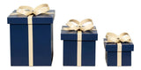 Ferrell Leather and Mdf Blue Holiday Boxes Set of 3 Boxes & Bowls LOOMLAN By Sarreid