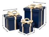 Ferrell Leather and Mdf Blue Holiday Boxes Set of 3 Boxes & Bowls LOOMLAN By Sarreid