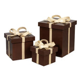 Ferrell Leather and Mdf Chocolate Brown Holiday Boxes Set of 3 Boxes & Bowls LOOMLAN By Sarreid