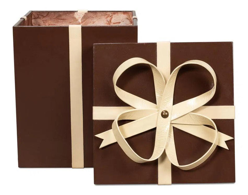 Ferrell Leather and Mdf Chocolate Brown Holiday Boxes Set of 3 Boxes & Bowls LOOMLAN By Sarreid