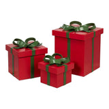 Ferrell Leather and Mdf Red Holiday Boxes Set of 3 Boxes & Bowls LOOMLAN By Sarreid