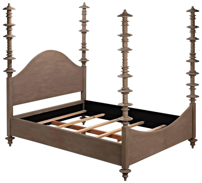 Ferrett Brown Wooden Bed Frame Beds LOOMLAN By Noir