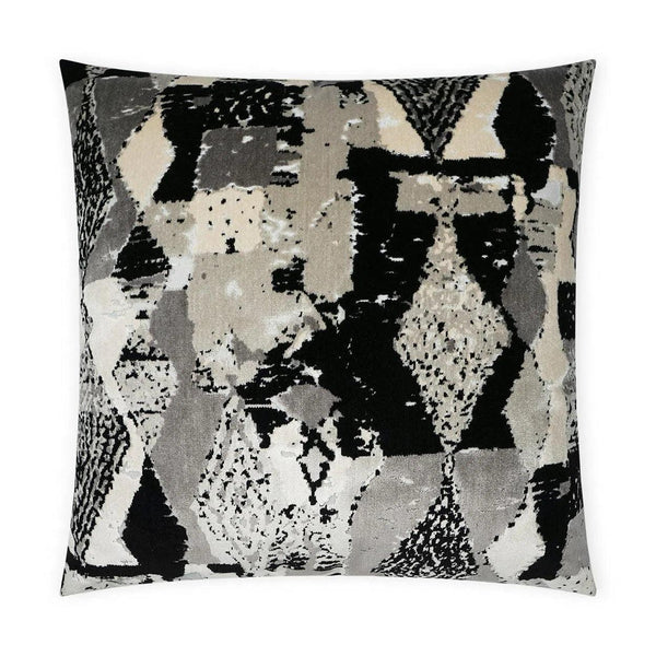 Fez Abstract Black Grey Ivory Large Throw Pillow With Insert Throw Pillows LOOMLAN By D.V. Kap