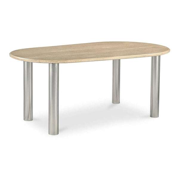 Fia Iron and Wood Beige Geometric Dining Table Dining Tables LOOMLAN By Moe's Home