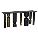 Figaro Console, Black Metal and Aged Brass Finish Console Tables LOOMLAN By Noir