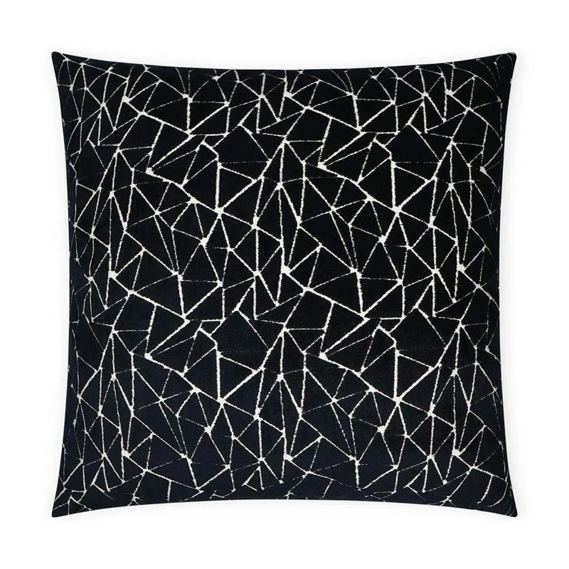 Finale Black Abstract Geometric Black Large Throw Pillow With Insert Throw Pillows LOOMLAN By D.V. Kap