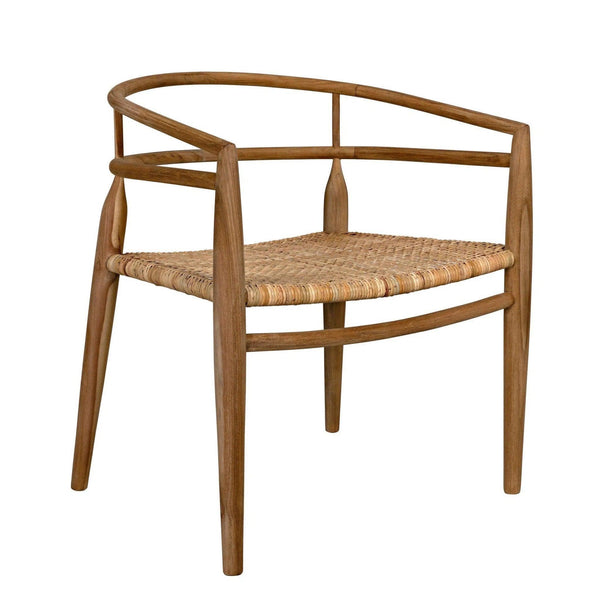 Finley Teak Wood Arm Chair with Rattan Club Chairs LOOMLAN By Noir